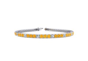 4 Carat Citrine & Diamond Graduated Tennis Bracelet in 14K White Gold (9.4 g), 7 Inches,  by SuperJeweler