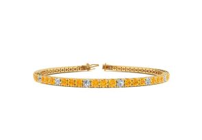 5 Carat Citrine & Diamond Graduated Tennis Bracelet in 14K Yellow Gold (12.1 g), 9 Inches,  by SuperJeweler