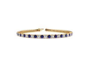 5 Carat Sapphire & Diamond Tennis Bracelet in 14K Yellow Gold (10.7 g), 8 Inches,  by SuperJeweler