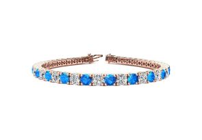 13 1/4 Carat Blue Topaz & Diamond Tennis Bracelet in 14K Rose Gold (15.4 g), 9 Inches,  by SuperJeweler