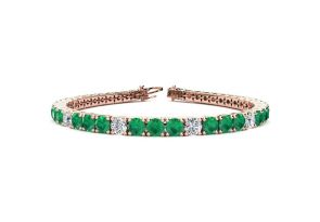 14 Carat Emerald Cut & Diamond Alternating Tennis Bracelet in 14K Rose Gold (15.4 g), 9 Inches,  by SuperJeweler