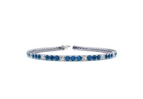 4 1/2 Carat Blue & White Diamond Alternating Men’s Tennis Bracelet in 14K White Gold (10.7 g), 8 Inches,  by SuperJeweler