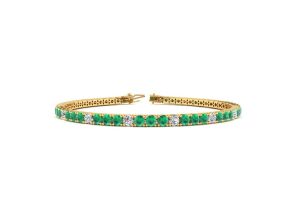 3 3/4 Carat Emerald Cut & Diamond Alternating Tennis Bracelet in 14K Yellow Gold (9.3 g), 7 Inches,  by SuperJeweler