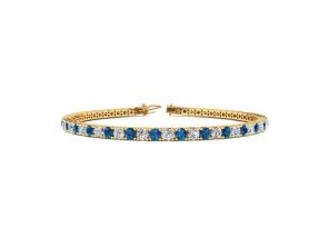 2.5 Carat Blue & White Diamond Tennis Bracelet in 14K Yellow Gold (8.6 g), 6 1/2 Inches,  by SuperJeweler