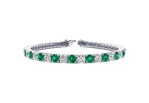 11 Carat Emerald Cut & Diamond Tennis Bracelet in 14K White Gold (10.3 g), , 6 Inch by SuperJeweler