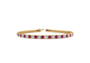 5 Carat Ruby & Diamond Tennis Bracelet in 14K Yellow Gold (10.7 g), 8 Inches,  by SuperJeweler