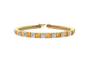 11 1/5 Carat Citrine & Diamond Tennis Bracelet in 14K Yellow Gold (14.6 g), 8.5 Inches,  by SuperJeweler
