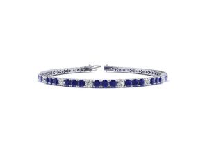 4 3/4 Carat Sapphire & Diamond Alternating Tennis Bracelet in 14K White Gold (12 g), 9 Inches,  by SuperJeweler