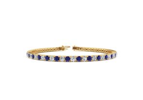 3 1/3 Carat Sapphire & Diamond Tennis Bracelet in 14K Yellow Gold (9.3 g), 7 Inches,  by SuperJeweler