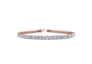 4 1/4 Carat Aquamarine & Diamond Tennis Bracelet in 14K Rose Gold (10.1 g), 7.5 Inches,  by SuperJeweler