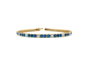 5 Carat Blue & White Diamond Alternating Men’s Tennis Bracelet in 14K Yellow Gold (12.1 g), 9 Inches,  by SuperJeweler
