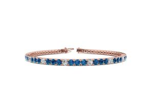 5 Carat Blue & White Diamond Alternating Tennis Bracelet in 14K Rose Gold (12.1 g), 9 Inches,  by SuperJeweler