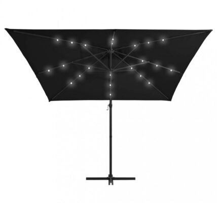 Konzolový slnečník s LED svetlami 250×250 cm Dekorhome Čierna