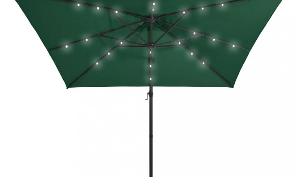 Konzolový slnečník s LED svetlami 250×250 cm Dekorhome Zelená