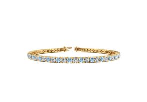 5 Carat Aquamarine & Diamond Tennis Bracelet in 14K Yellow Gold (12.1 g), 9 Inches,  by SuperJeweler