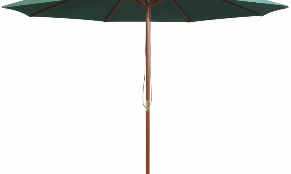 Dvojposchodový slnečník s drevenou tyčou Ø 270 cm Zelená