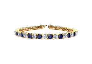 14 Carat Sapphire & Diamond Tennis Bracelet in 14K Yellow Gold (15.4 g), 9 Inches,  by SuperJeweler