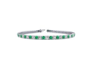 4 Carat Emerald Cut & Diamond Tennis Bracelet in 14K White Gold (11.3 g), 8.5 Inches,  by SuperJeweler
