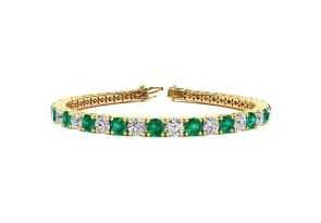 12.5 Carat Emerald Cut & Diamond Tennis Bracelet in 14K Yellow Gold (14.6 g), 8.5 Inches,  by SuperJeweler