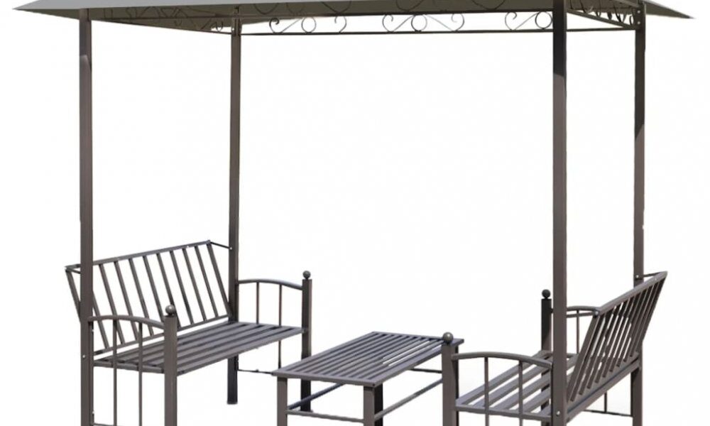 Záhradný altánok so stolom a lavicami 2,5×1,5 m Dekorhome Antracit