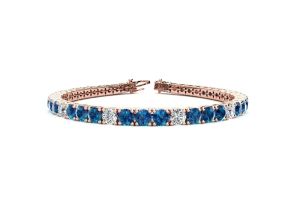 9 3/4 Carat Blue & White Diamond Alternating Men’s Tennis Bracelet in 14K Rose Gold (12.9 g), 7.5 Inches,  by SuperJeweler