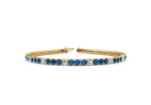 4 1/2 Carat Blue & White Diamond Alternating Tennis Bracelet in 14K Yellow Gold (10.7 g), 8 Inches,  by SuperJeweler