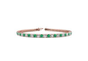 3 3/4 Carat Emerald Cut & Diamond Tennis Bracelet in 14K Rose Gold (8.1 g), 6 Inches,  by SuperJeweler