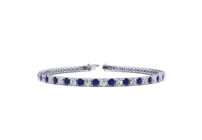 5 Carat Sapphire & Diamond Tennis Bracelet in 14K White Gold (10.7 g), 8 Inches,  by SuperJeweler
