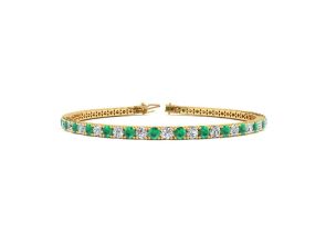 4 1/3 Carat Emerald Cut & Diamond Tennis Bracelet in 14K Yellow Gold (12 g), 9 Inches,  by SuperJeweler