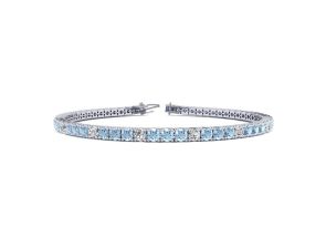 4 Carat Aquamarine & Diamond Graduated Tennis Bracelet in 14K White Gold (9.4 g), 7 Inches,  by SuperJeweler