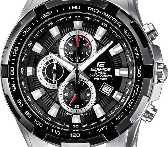 Náramkové hodinky Casio EF-539D-1AVEF, (d x š x v) 53.5 x 48.5 x 11.5 mm, strieborná, čierna