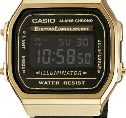 Náramkové hodinky Casio A168WEGB-1BEF, (d x š x v) 38.6 x 36.3 x 9.6 mm, zlatá