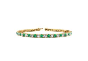 4 1/4 Carat Emerald Cut & Diamond Tennis Bracelet in 14K Yellow Gold (9.4 g), 7 Inches,  by SuperJeweler