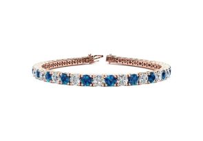 10 1/2 Carat Blue & White Diamond Men’s Tennis Bracelet in 14K Rose Gold (13.7 g), 8 Inches,  by SuperJeweler