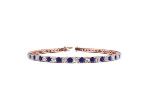 4 1/2 Carat Sapphire & Diamond Tennis Bracelet in 14K Rose Gold (9.4 g), 7 Inches,  by SuperJeweler
