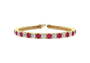 10 Carat Ruby & Diamond Tennis Bracelet in 14K Yellow Gold (11.1 g), 6 1/2 Inches,  by SuperJeweler