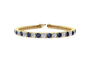 13 1/2 Carat Sapphire & Diamond Men’s Tennis Bracelet in 14K Yellow Gold (14.6 g), 8.5 Inches,  by SuperJeweler