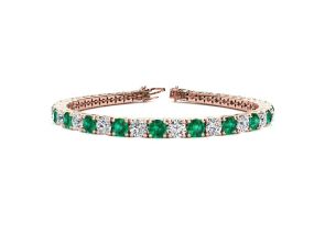 11 Carat Emerald Cut & Diamond Tennis Bracelet in 14K Rose Gold (10.3 g), , 6 Inch by SuperJeweler