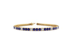 4 1/2 Carat Sapphire & Diamond Alternating Men’s Tennis Bracelet in 14K Yellow Gold (11.3 g), 8.5 Inches,  by SuperJeweler