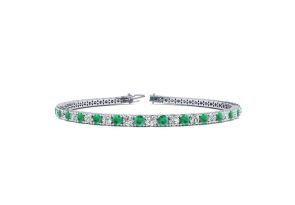 4 Carat Emerald Cut & Diamond Tennis Bracelet in 14K White Gold (8.7 g), 6 1/2 Inches,  by SuperJeweler