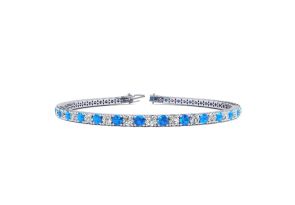 4 1/3 Carat Blue Topaz & Diamond Tennis Bracelet in 14K White Gold (12 g), 9 Inches,  by SuperJeweler