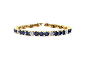 13 3/4 Carat Sapphire & Diamond Alternating Men’s Tennis Bracelet in 14K Yellow Gold (13.7 g), 8 Inches,  by SuperJeweler
