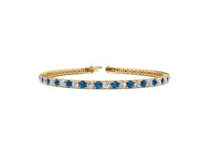 3 1/2 Carat Blue & White Diamond Men’s Tennis Bracelet in 14K Yellow Gold (12 g), 9 Inches,  by SuperJeweler