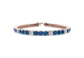 11 1/5 Carat Blue & White Diamond Alternating Tennis Bracelet in 14K Rose Gold (14.6 g), 8.5 Inches,  by SuperJeweler