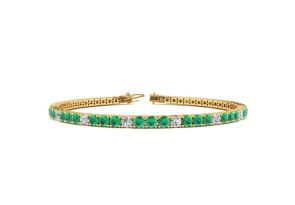 4 Carat Emerald Cut & Diamond Graduated Tennis Bracelet in 14K Yellow Gold (8.1 g), , 6 Inch by SuperJeweler