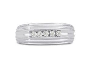 Men’s 1/4 Carat Diamond Wedding Band in White Gold, G-H Color, , 8.36mm Wide by SuperJeweler