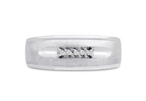 Men’s 1/10 Carat Diamond Wedding Band in 14K White Gold, G-H Color, , 8.36mm Wide by SuperJeweler