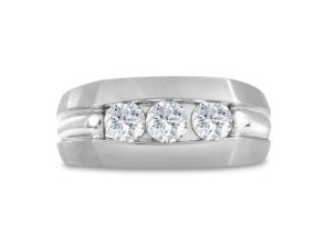 Men’s 3/4 Carat Diamond Wedding Band in White Gold, G-H Color, , 9.79mm Wide by SuperJeweler