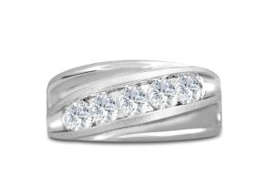 Men’s 1 Carat Diamond Wedding Band in White Gold, G-H Color, , 10.94mm Wide by SuperJeweler