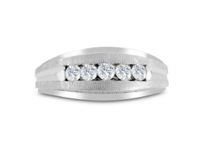 Men’s 1/2 Carat Diamond Wedding Band in White Gold, -K, I1-I2, 9.11mm Wide by SuperJeweler